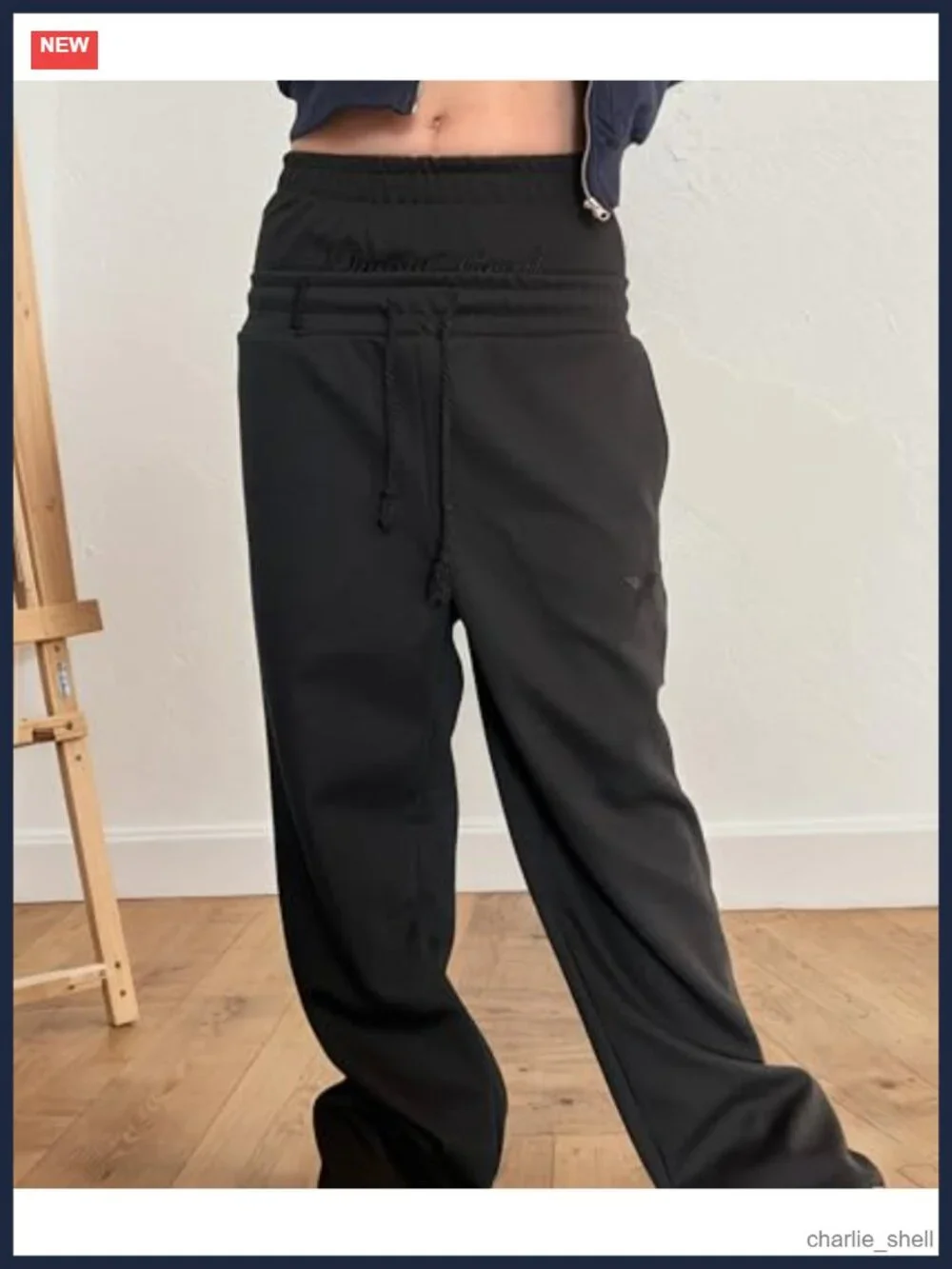 Y2K Wide Leg Sweatpants Drawstring Double Waisted Baggy Hip-Hop Pants